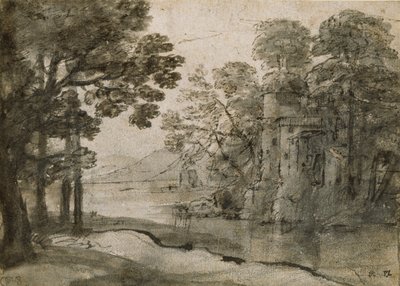 طاحونة مائية بين الأشجار ، 1635-1638 بواسطة كلود لورين
