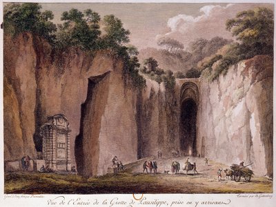 منظر لكهف Pausilippe (Posillipo) (أو "Grotta Vecchia") بالقرب من نابولي. الرسم بواسطة Chatelet بواسطة كلود لويس شاتليت