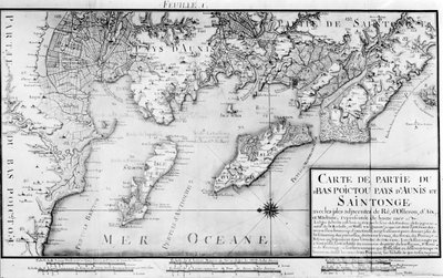 Atlas 131 H f.1 خريطة Bas Poitou و Pays d&39;Aunis و Saintonge ، من "Recueil des Plans du Bas Poitou et de Aunis" بواسطة كلود ماسي