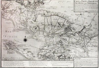 Atlas 131 H f.42 خريطة باس بويتو وأونيس وسينتونج مع الأهوار في خليج إيغيلون عام 1716 بواسطة كلود ماسي