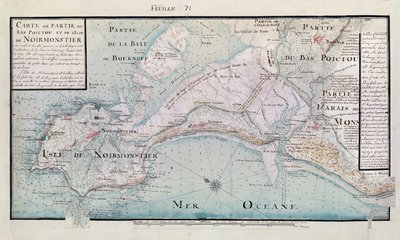 Atlas 131 H.fol 71 خريطة لجزء من Bas-Poitou و Ile de Noirmoutier ، 1703 (قلم وحبر ومرحاض على ورق) بواسطة كلود ماسي
