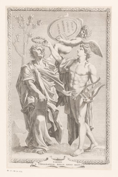 تيجان أبولو Publius Vergilius Maro Titelpagina voor: Publius Virgilius Maro، Publius Virgilius Maronis Opera، 1641 بواسطة كلود ميلان