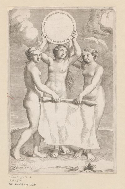 ثلاث نعمة بميدالية صفحة العنوان لـ: Balthazar de Vias، Charitum libri tres، 1660 بواسطة ادموند مارتن