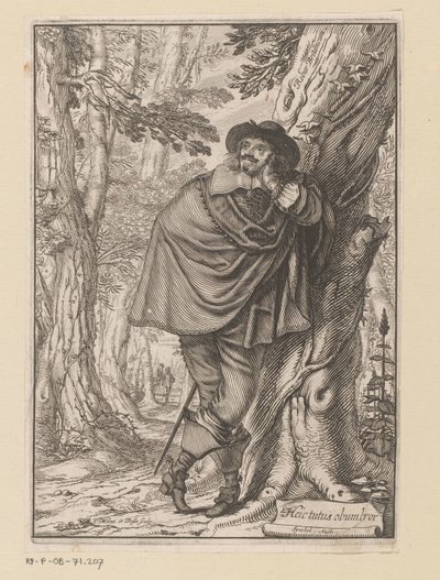 جيمس هاول يتكئ على شجرة صفحة العنوان لـ: James Howell ، Dendrology (...) ، 1641 بواسطة إبراهيم بوس