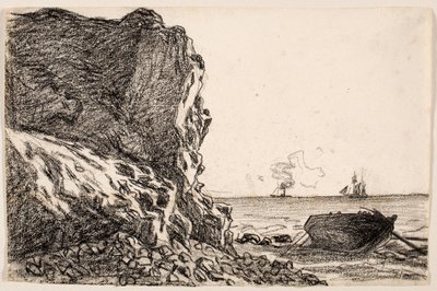 المنحدرات والبحر ، Sainte-Adresse ، حوالي عام 1864 (طباشير أسود على ورق من العاج) بواسطة كلود مونيه