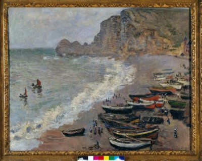 Etretat: الشاطئ و Porte d&39;Amont بواسطة كلود مونيه