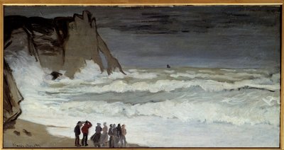 Grosse mer a Etretat Painting لكلود مونيه (1840-1926) 1868 صن. 0،66x1،31 م باريس ، متحف دورسيه بواسطة كلود مونيه