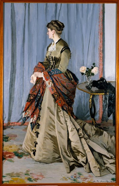 Portrait in foot of Madame Louis Joachim Gaudibert (1846-1877) in 1868 (2.17 x 1.38 cm). Oil On Canvas by Claude Monet (1840-1926). Musee d