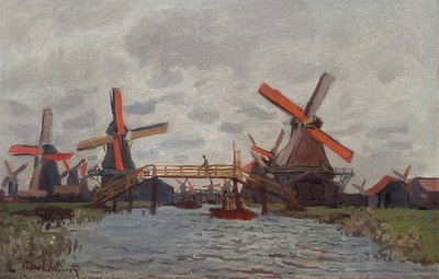 طواحين الهواء في Westzijderveld قرب زاندام. 1871 بواسطة كلود مونيه