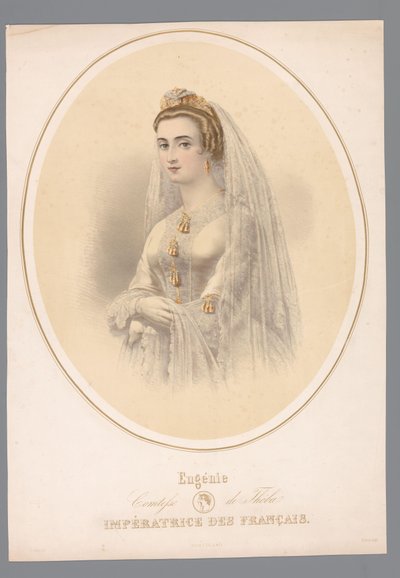 Portret van Eugenie و keizerin van Frankrijk أوجيني ، كونتيسة طيبة. إمبراطورة الفرنسيين (العنوان على الكائن) بواسطة كلود ريجنير
