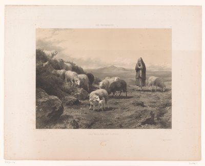 راعية مع الغنم في سهل كانتال Les Vallées du Cantal (العنوان على الكائن) المراعي (عنوان المسلسل) لي باتورات (عنوان المسلسل على الكائن) بواسطة كلود ثيللي