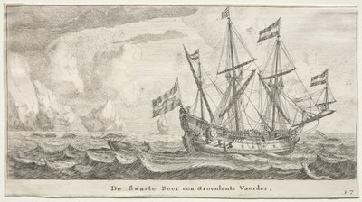 سفن ومناظر مختلفة لأمستردام (Verscheÿde Ships and Gesichten van Amstelredam) ، الجزء الثاني: الدب الأسود ، صائد الحيتان في جرينلاند بواسطة رينير نومز ، ودعا زيمان