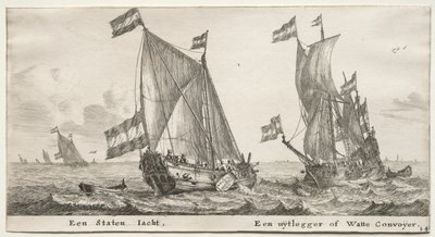 سفن ومناظر مختلفة لأمستردام (Verscheÿde Ships and Gesichten van Amstelredam) ، الجزء الثاني: يخت الأميرالية الهولندي. سفينة حراسة بواسطة رينير نومز ، ودعا زيمان