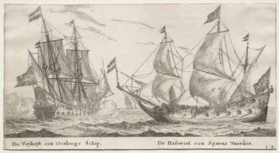 سفن ومناظر مختلفة لأمستردام (Verscheÿde Ships and Gesichten van Amstelredam) ، الجزء الثاني: الحرية ، رجل حرب. The Wolf Hound ، سفينة إسبانية بواسطة رينير نومز ، ودعا زيمان