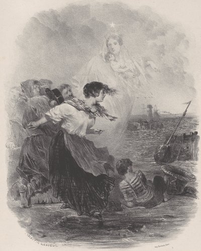 امرأة على البحر مع مادونا ، تشير إلى سفينة ، كاليفورنيا. 1848-1862. بواسطة سيليستين نانتويل