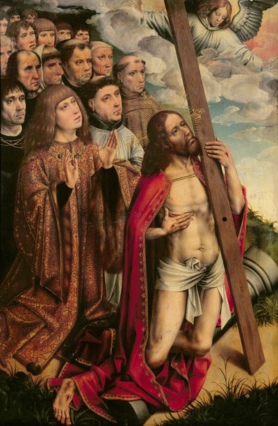 المسيح الوسيط مع فيليب الوسيم (1478-1506) وحاشيته ، اللوحة اليسرى من مذبح (انظر أيضًا 223221) بواسطة كولين دي كوتر
