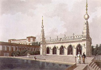 قصر الراحل نابوب داركوت ، مدراس ، اللوحة 5 من "أربعة وعشرون منظرًا في هندوستان" ، نقشها جوزيف قسطنطين ستادلر (من 1780 إلى 1812). بواسطة إدوارد أورم (1774 - 1820) 1803 (ليثو) بواسطة العقيد فرانسيس سوين (بعد) وارد