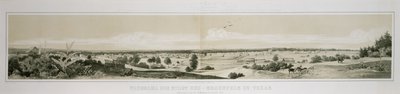 بانوراما مدينة نيو براونفيلس في تكساس مأخوذة من الجانب الجنوبي الغربي في صيف عام 1847 بواسطة كونراد كاسبار (بعد) روردورف