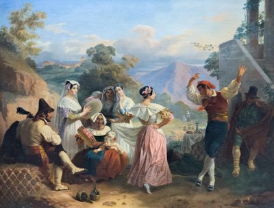 رقصة تقليدية (زيت على قماش) بواسطة Consalvo Carelli