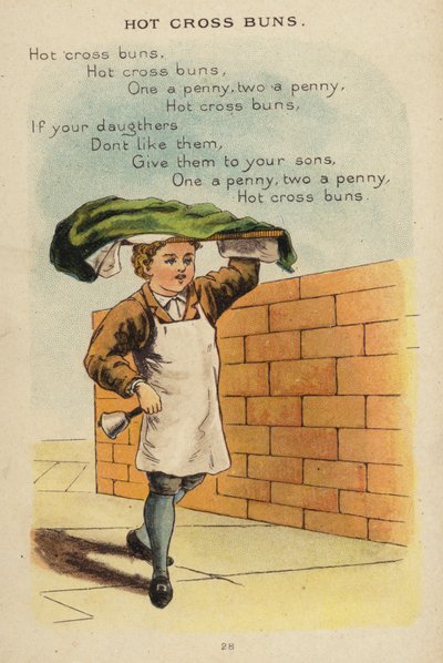 قافية الحضانة: Hot Cross Buns (Chromolitho) بواسطة كونستانس هاسليوود