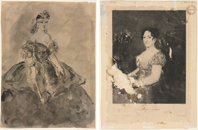 في الكرة (وجه) ؛ المرأة ذات المروحة بعد غويا (ظهر الصورة) بواسطة قسطنطين الرجال