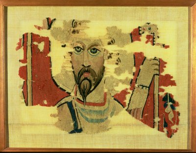 تعليق منسوج يصور رأس القديس ثيودور ، من أخميم ، مصر ، حوالي 500-600 (نسيج صوف) بواسطة قبطي قبطي