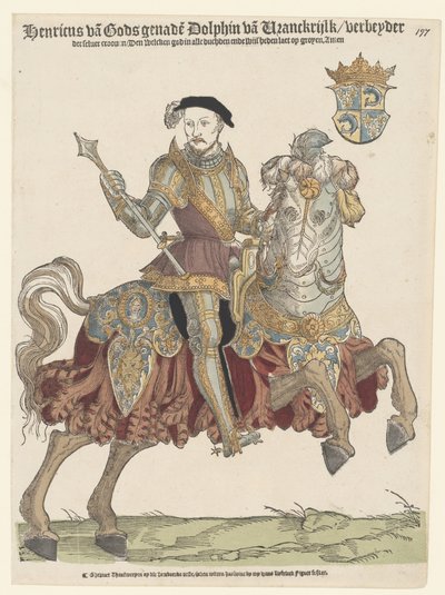 صورة للملك هنري الثاني ملك فرنسا على ظهور الخيل ، 1542-1543 بواسطة كورنيليس أنتونيس.