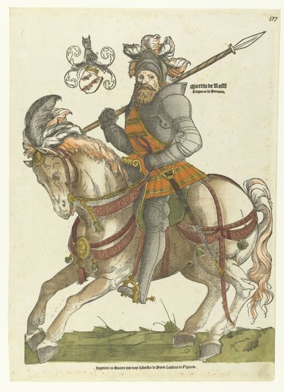 صورة لمارتن فان روسوم على ظهور الخيل Martin de Rosse Siegneur de Peroyen (العنوان على الكائن) بواسطة كورنيليس أنتونيس.