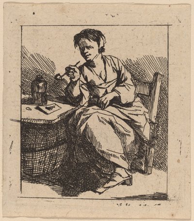 امرأة تدخن بواسطة Cornelis Pietersz Bega