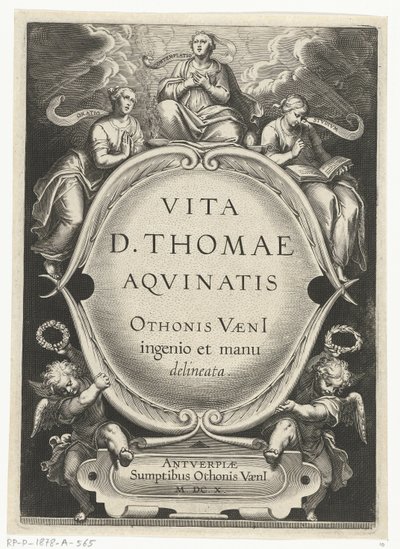 طباعة العنوان لـ: Otto van Veen، Vita D. Thomae Aqvinatis، Antwerp، 1610 حياة القديس توما الأكويني (عنوان السلسلة) بواسطة أوتو فان فين
