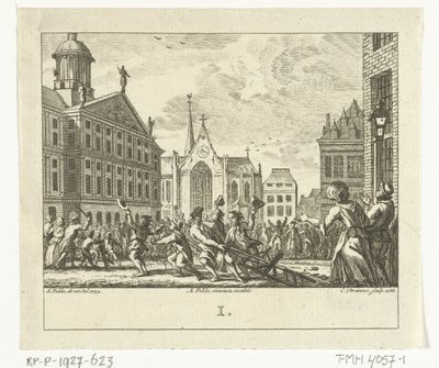 انتفاضة في جنازة دانييل راب في ساحة دام في أمستردام عام 1754 بواسطة سيمون فوكي