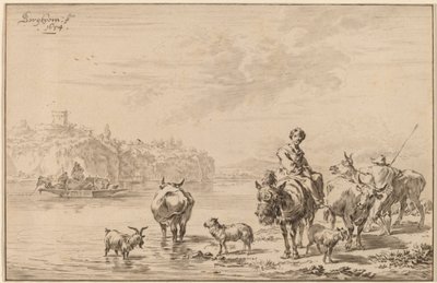 امرأة تجلس على بغل بواسطة Cornelis Ploos van Amstel