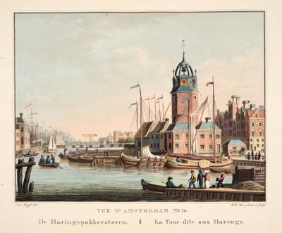 منظر أمستردام رقم 10. من Haringspakkerstoren. La Tour dit aux Harengs ، 1825 (نقش يدوي) بواسطة كورنيليس دي كرويف