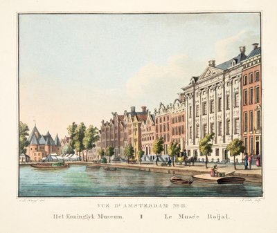 Vue d&39;Amsterdam رقم 11. متحف كونينجليك. Le Musée Roijal ، 1825 (نقش يدوي) بواسطة كورنيليس دي كرويف