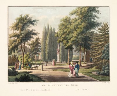 Vue d&39;Amsterdam رقم 27. الحديقة في المزرعة. Le Parc ، 1825 (نقش يدوي) بواسطة كورنيليس دي كرويف