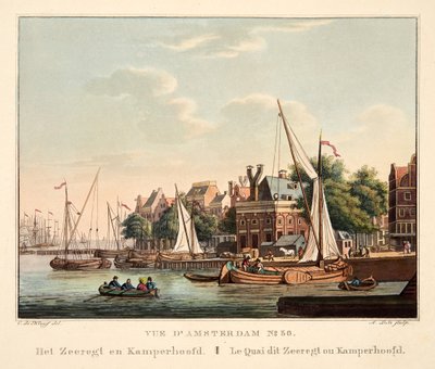 Vue d&39;Amsterdam رقم 36. Zeeegt و Kamperhoofd. Le Quai dit Zeeregt ou Kamperhoofd. Le Quai dit Zeeregt ou Kamperhoofd، 1825 (نقش يدوي) بواسطة كورنيليس دي كرويف