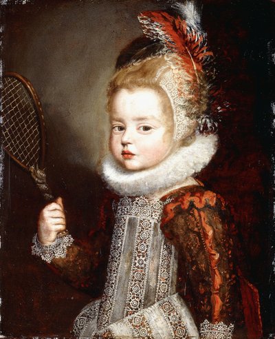 صورة لفتاة ، نصف طول ، تحمل مضرب تنس بواسطة Cornelis de Vos
