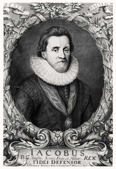 صورة لجيمس الأول ، ملك بريطانيا العظمى ، منقوش بواسطة R.White ، 1669 بواسطة كورنيليوس الأول بعد جونسون