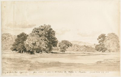 Wrottesley Park: رسم بني داكن ، يوليو 1820 بواسطة كورنيليوس فارلي