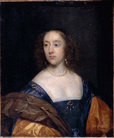 صورة لسيدة باللون الأزرق بواسطة Cornelius the elder Johnson