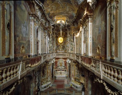 منظر داخلي لكنيسة القديس يوحنا نيبوموسين بواسطة كوزماس داميان آسام