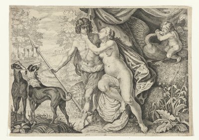 فينوس في أدونيس Metamorphosen فان أوفيديوس (عنوان المسلسل) بواسطة Crispijn van de Passe (I) (منسوب إلى)