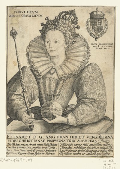 صورة الملكة إليزابيث الأولى ، إنجلترا ، 1592 بواسطة Crispin  Passe