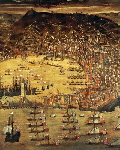 منظر لجنوة وميناءها ، لوحة كريستوفورو غراسي (1565-1598) ، إيطاليا بواسطة كريستوفورو دي جراسي