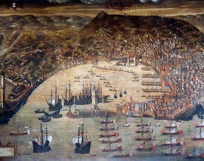 منظر لجنوة وميناءها ، لوحة كريستوفورو غراسي (1565-1598) ، إيطاليا بواسطة كريستوفورو دي جراسي