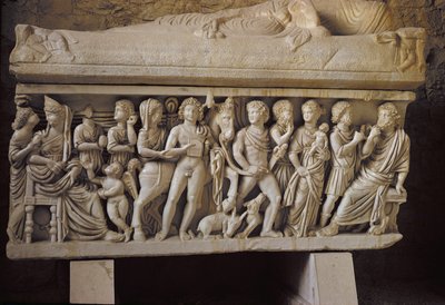 Hippolytus و Phaedra ، التفاصيل من جانب التابوت بواسطة المدرسة الكرواتية