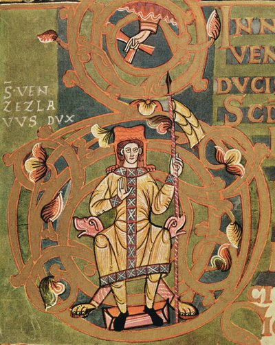 السيدة XIV A 13-1 St. Wenceslaus (907-929) من مجلد Vysehrad ، c.1085 بواسطة المدرسة التشيكية