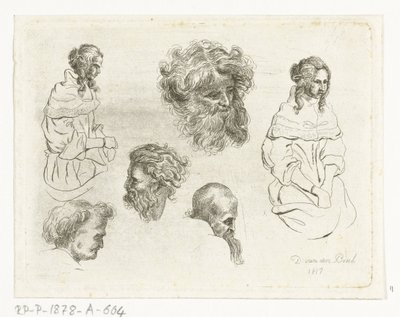 ورقة دراسة مع رؤوس وأجساد أنثوية بواسطة D. van den Bosch