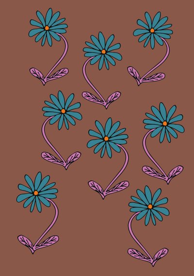 الإقحوانات تكرر الخلفية البنية (رقمي) بواسطة Daisy de Villeneuve