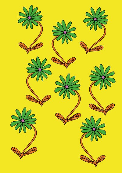 زهور الأقحوان تكرر الخلفية الصفراء (رقمي) بواسطة Daisy de Villeneuve